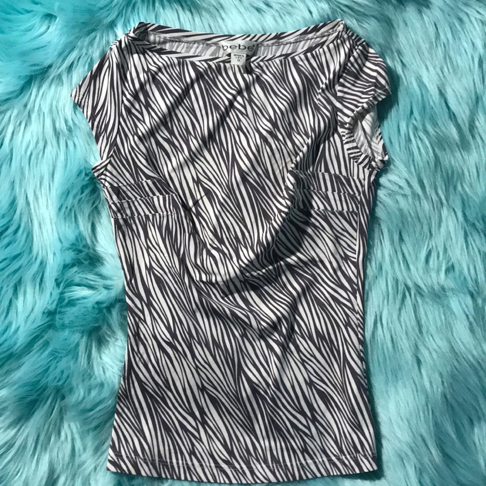 Vintage bébé top gray and white zebra